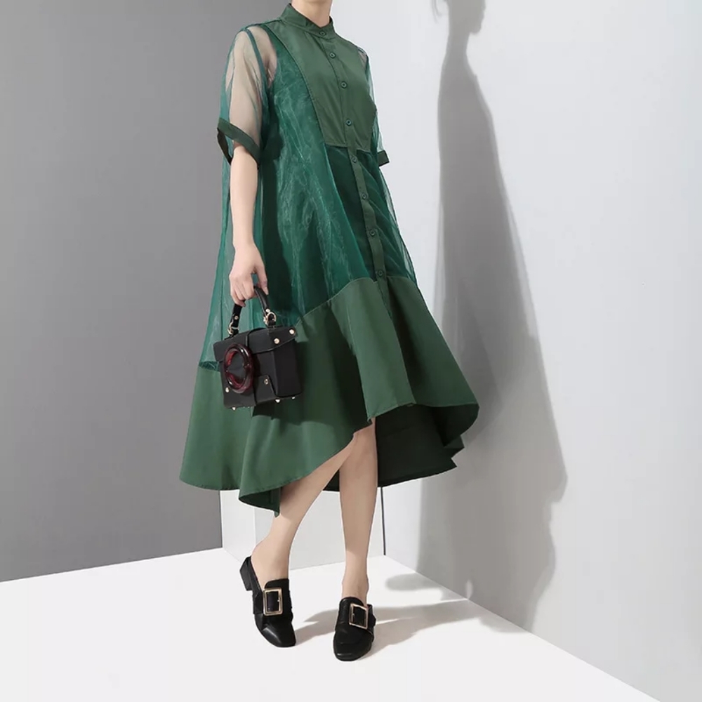 Lady's two piece transparent mesh dress